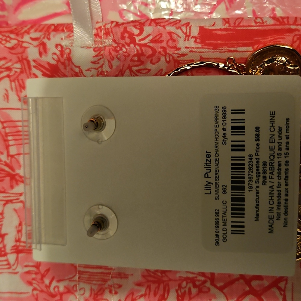 Lilly Pulitzer Pink and Gold Earrings - Picture 5 of 7